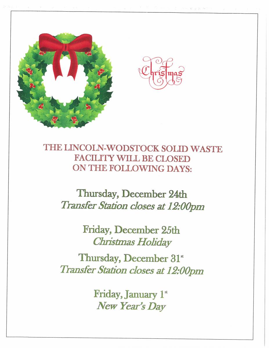 Transfer Station Holiday Hours