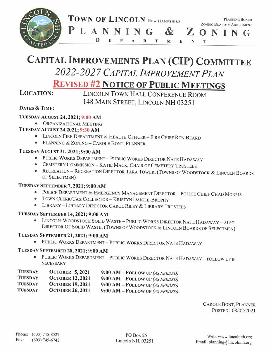 2022-2027 CIP Meeting Notice