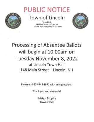 Processing of Absentee Ballots