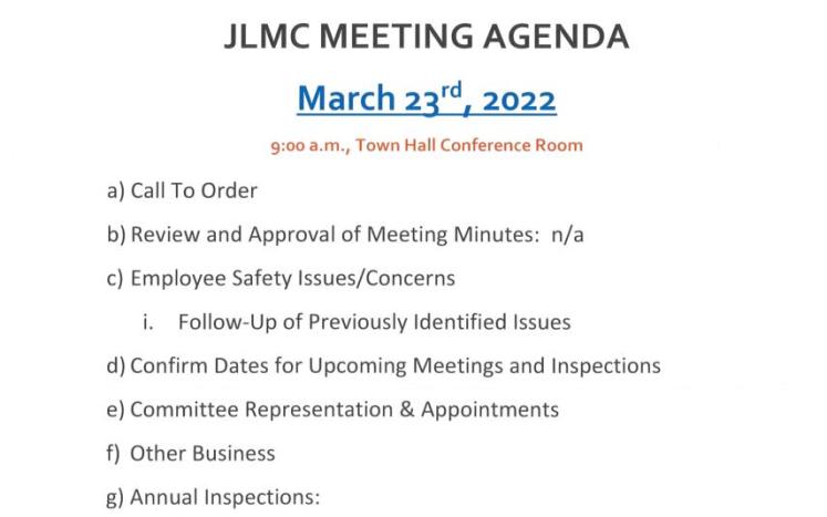 JLMC Agenda