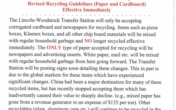 Recycling Changes