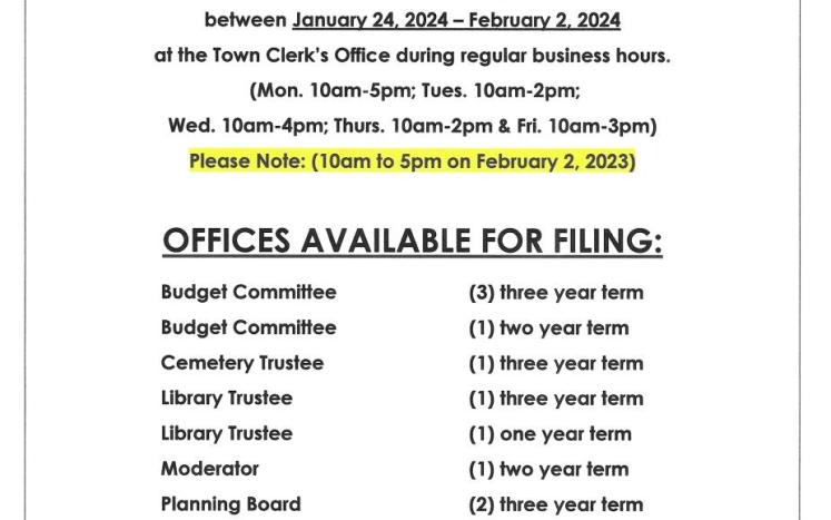 Offices Available for Filing 2024